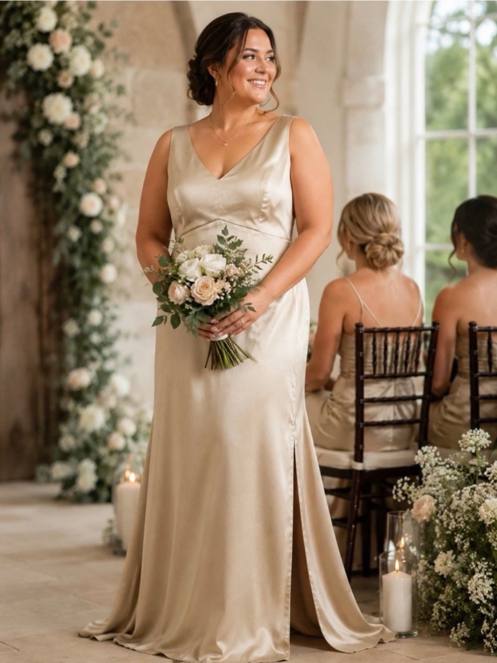 NWT Birdy Grey Champagne Women’s Sleeveless Floor Length Formal Gown 3X Wedding